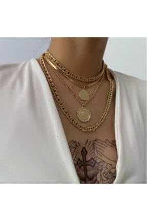 گردنبند جواهر طلائی زنانه استیل ضد زنگ کد 266899071