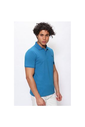 تی شرت آبی مردانه اسلیم فیت یقه پولو تکی بیسیک کد 267139288