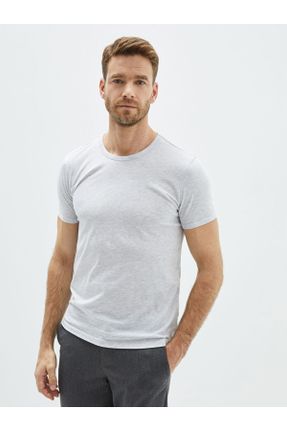تی شرت طوسی مردانه رگولار یقه گرد تکی بیسیک کد 269248812