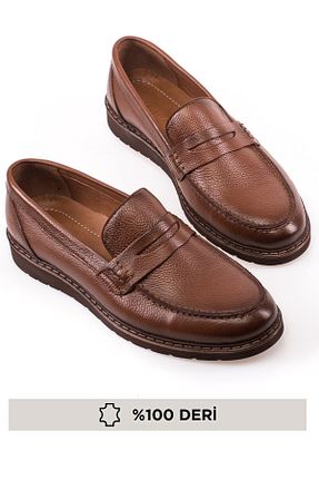 کفش لوفر قهوه ای مردانه چرم خالص maximoda - کد 93677818