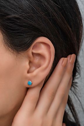 گوشواره نقره فیروزه ای زنانه 925 عیار NEREZE - کد 268041155