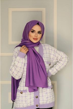 شال بنفش زنانه ابریشم İPEKSCARF - کد 268332784