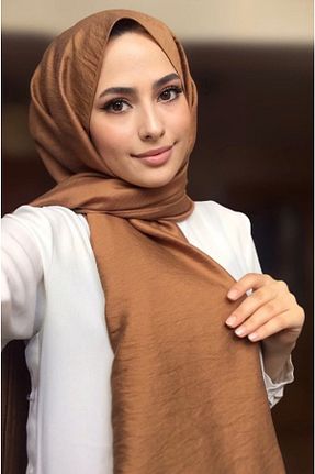 شال قهوه ای زنانه ابریشم İPEKSCARF - کد 268334066