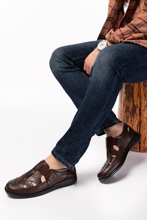 صندل قهوه ای مردانه پاشنه تخت maximoda - کد 267702559