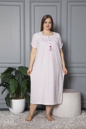 لباس شب سایز بزرگ بنفش زنانه طرح گلدار پنبه (نخی) کد 268578714