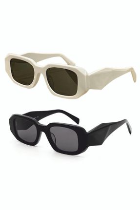 عینک آفتابی مشکی زنانه 54 UV400 پلاستیک سایه روشن هندسی کد 270279017