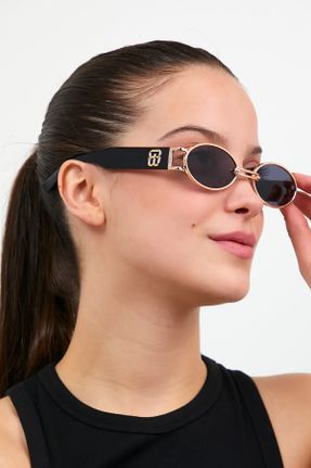 عینک آفتابی مشکی زنانه 50 UV400 استخوان مات بیضی کد 209914528