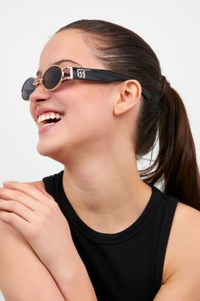 عینک آفتابی مشکی زنانه 50 UV400 استخوان مات بیضی کد 209914528