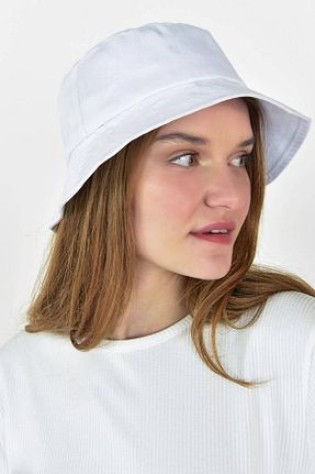 کلاه سفید زنانه پنبه ای eleven market - کد 269620324