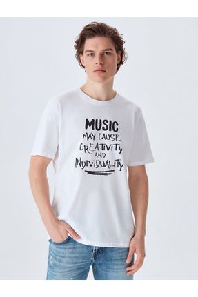 تی شرت سفید مردانه یقه گرد رگولار تکی کد 269918985