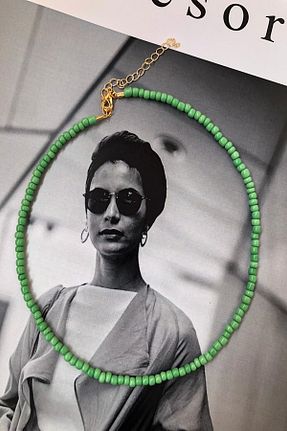 گردنبند جواهر سبز زنانه منجق İsabella Accessories - کد 270272317