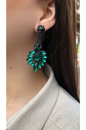 گوشواره جواهر سبز میخ dejavugümüş - کد 271562226