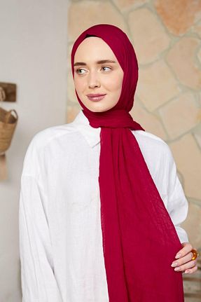 شال زرشکی زنانه پنبه پلی استر Modakaşmir - کد 271610134