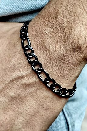 دستبند استیل (فولاد) مشکی مردانه استیل ضد زنگ TREND COLLECTİON - کد 271777929