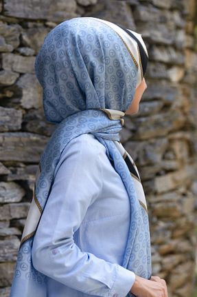 شال آبی زنانه ابریشم Vissona - کد 270706232
