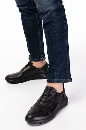 کفش اسنیکر مشکی مردانه چرم اصل depderi - کد 272086372