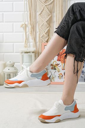 کفش اسنیکر آبی زنانه بند دار KEÇELİ - کد 94560097
