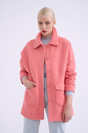 پالتو پشمی صورتی زنانه رگولار Sateen - کد 270812663