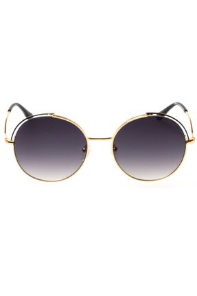 عینک آفتابی طلائی زنانه 55 UV400 فلزی سایه روشن گرد کد 271396630