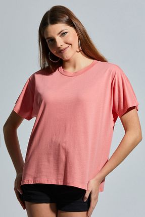 تیشرت صورتی زنانه اورسایز MD trend - کد 271511552