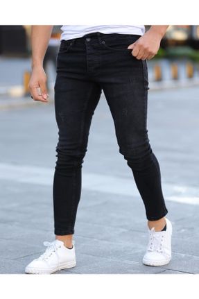 شلوار جین مشکی مردانه پاچه تنگ بلند کد 271974552
