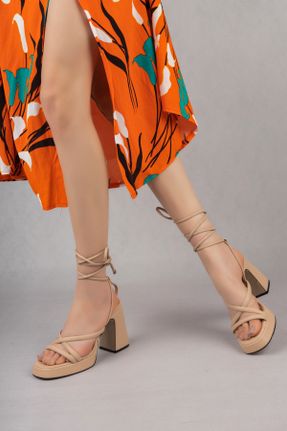 کفش پاشنه بلند کلاسیک بژ زنانه چرم مصنوعی کد 273617030