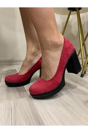 کفش پاشنه بلند کلاسیک قرمز زنانه چرم خالص Kesim Shoes - کد 273632628