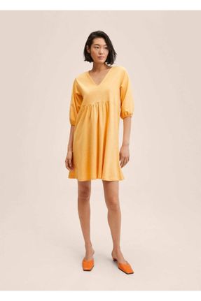 لباس نارنجی زنانه بافتنی پنبه (نخی) رگولار آستین-کوتاه کد 274549875