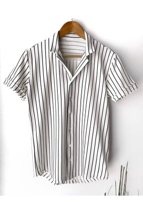 پیراهن سفید مردانه اورسایز یقه پیراهنی کد 192664588