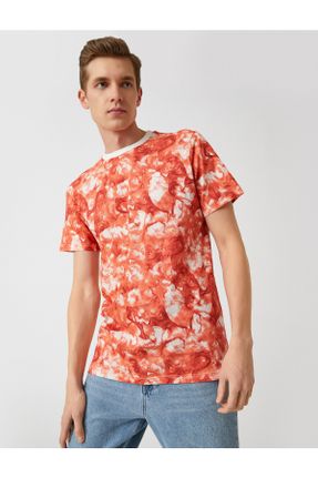 تی شرت نارنجی مردانه رگولار یقه گرد پنبه (نخی) کد 275334929