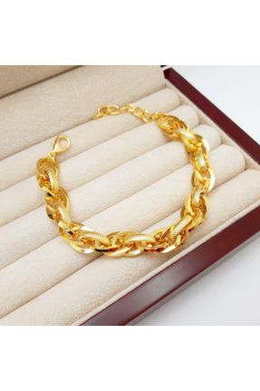 دستبند استیل طلائی زنانه روکش طلا کد 274344465