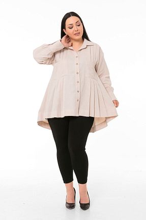 پیراهن سایز بزرگ بژ زنانه سایز بزرگ DISENTIS MODEST - کد 275111977