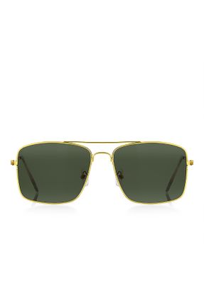 عینک آفتابی طلائی زنانه 55 UV400 فلزی مات مستطیل کد 274352186