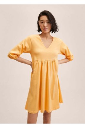 لباس نارنجی زنانه بافتنی پنبه (نخی) رگولار آستین-کوتاه کد 274549875