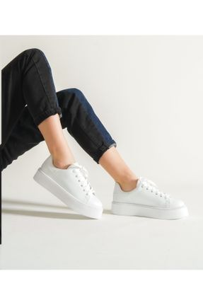 کفش کژوال سفید زنانه چرم مصنوعی پاشنه کوتاه ( 4 - 1 cm ) پاشنه ساده کد 276351020