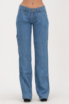 شلوار جین آبی زنانه پاچه گشاد کد 275853066