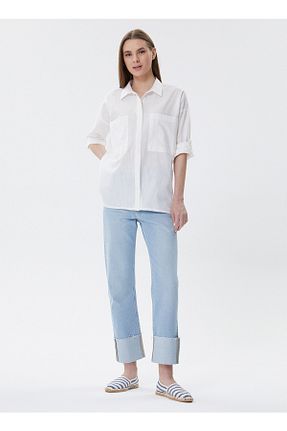 بلوز سفید زنانه یقه پیراهنی Lee Cooper - کد 276696469
