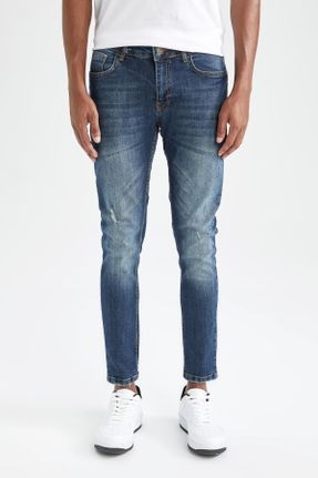 شلوار جین آبی مردانه پاچه تنگ پنبه (نخی) کد 270567453