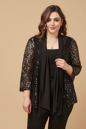 کت سایز بزرگ مشکی زنانه دانتل Moda Alba - کد 277124290