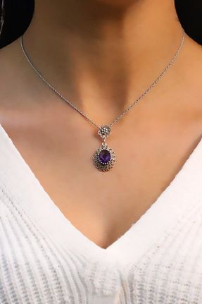 گردنبند نقره بنفش زنانه 925 عیار Midyat Nurtaş Gümüş - کد 88536545