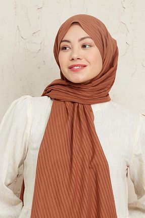 شال قهوه ای زنانه پنبه ای Helya - کد 278157580