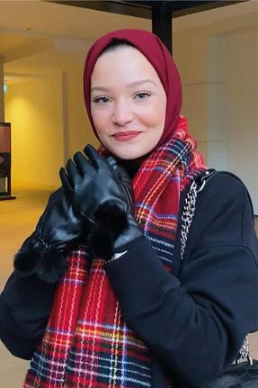 شال زرشکی زنانه پنبه ای Helya - کد 278484637