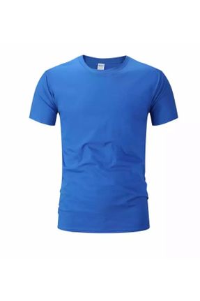 تی شرت آبی مردانه سایز بزرگ پنبه (نخی) کد 278240793