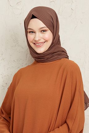 شال قهوه ای زنانه پنبه ای Helya - کد 278448944