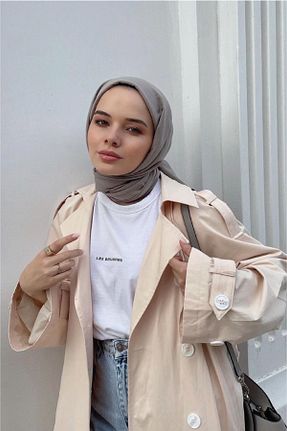شال طوسی زنانه پنبه ای Helya - کد 278484548
