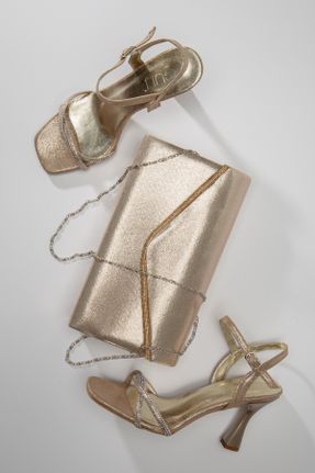 کفش پاشنه بلند کلاسیک طلائی زنانه چرم مصنوعی پاشنه نازک پاشنه متوسط ( 5 - 9 cm ) کد 277817214