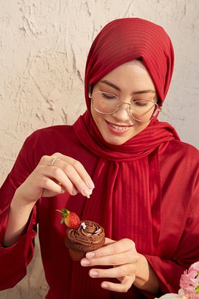 شال زرشکی زنانه پنبه ای Helya - کد 278448660