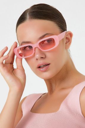 عینک آفتابی صورتی زنانه 48 UV400 استخوان سایه روشن مستطیل کد 278566861