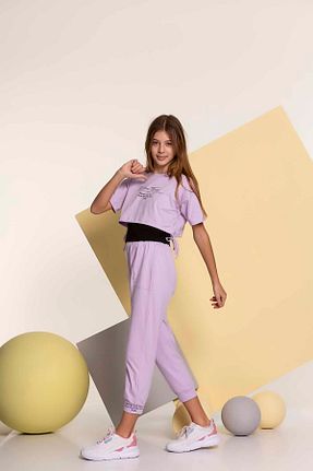 ست بالاتنه و پائین تنه بنفش بچه گانه بافتنی Smile Kids - کد 278675674