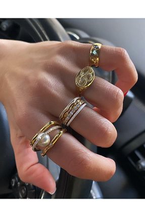 انگشتر نقره زرد زنانه زیرکن CAKA TAKI - کد 279439785